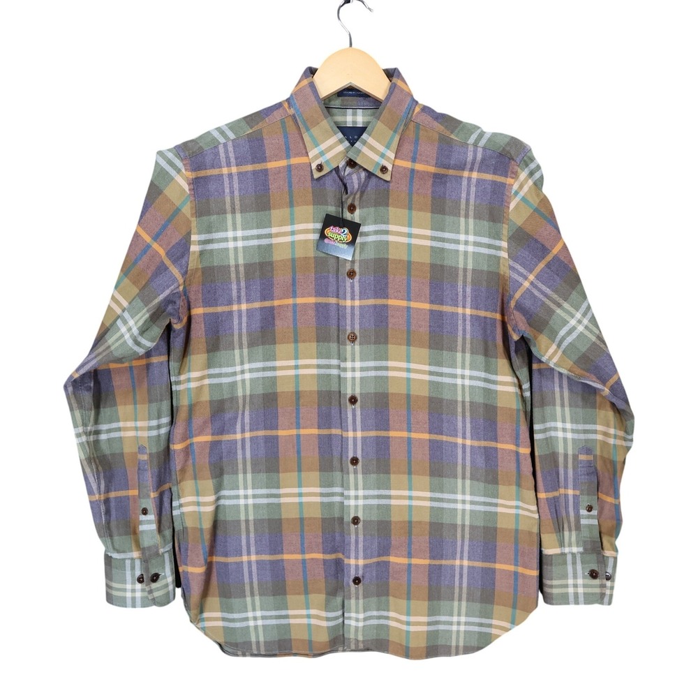 Calder Carmel Button Down Mens Large Multicolor Excellent Plaid Flannel